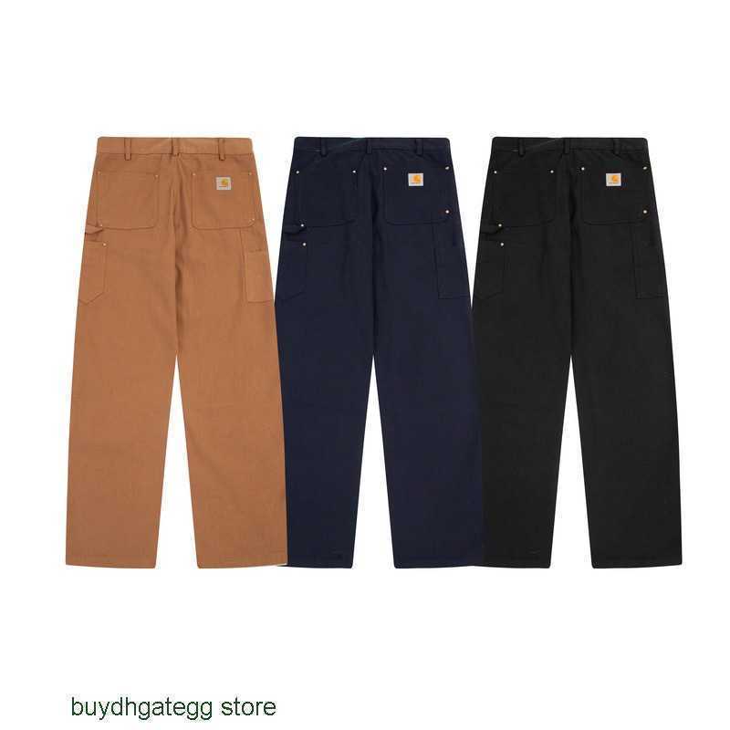 

3n8i Fashion Men' and Women' Trousers Tooling Brand Carhart New Autumn Winter B01 Mainline Multi Pocket Cargo Double Knee Logging Canvas Casual Trousers, Black