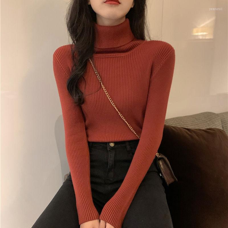 

Women's Sweaters 2023 Knitted Bottoming Shirt Women's Spring Autumn And Winter Sweater Slim Slimming Inner Jacket, Auburn