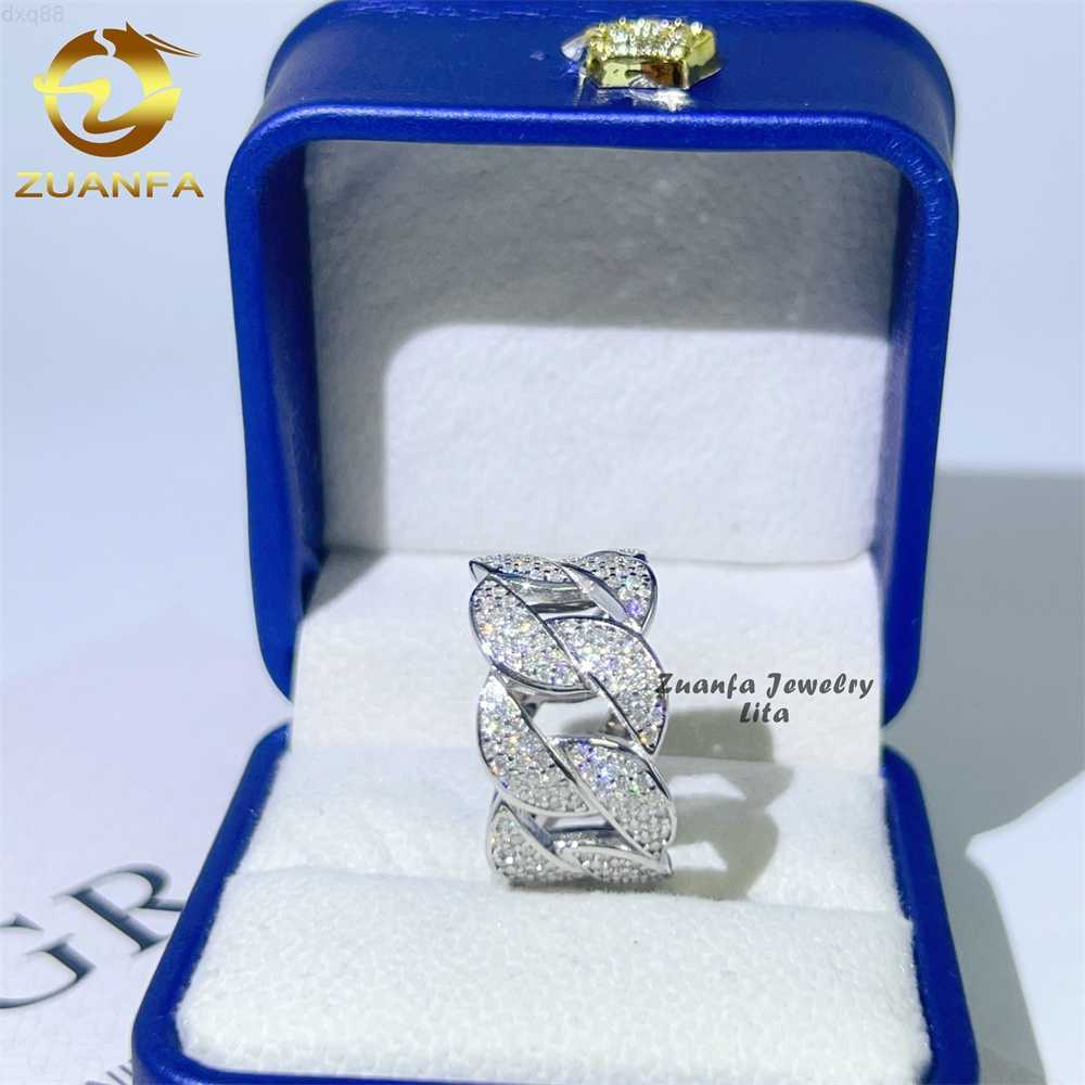

Luxury Fine Jewelry Hip Hop Rapper Iced Out Mens S925 Silver Cuban Moissanite Ring