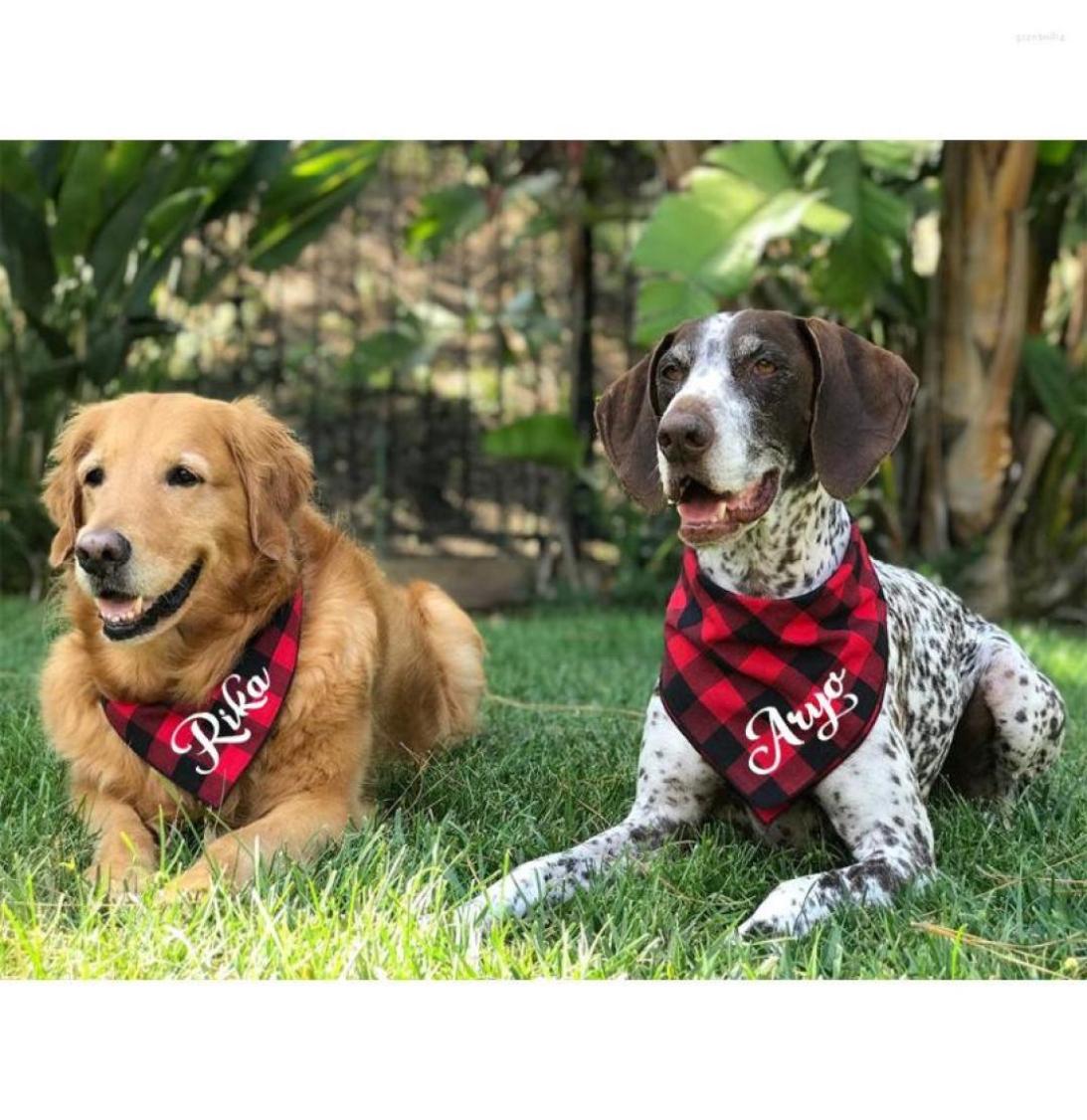

Bow Ties Personalized Plaid Dog Bandana Baby Announcement Custom Name Lovely Gifts Soft Cotton Animal Neckwear9232938
