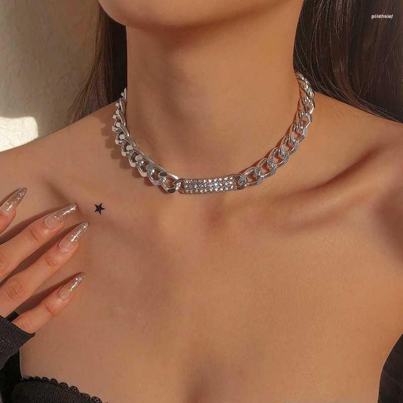

Choker Women's Fashion Hip Hop Jewelry Collar Woman Link Chain Rhinestone Statemen Luxury Party Accessories