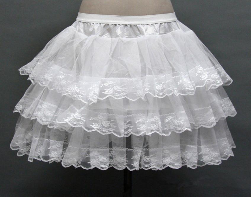 

3 Layers Hoopless Lace Petticoat Women Short Petticoats A Line underskirt Bridal crinoline Petticoat9214845, Black