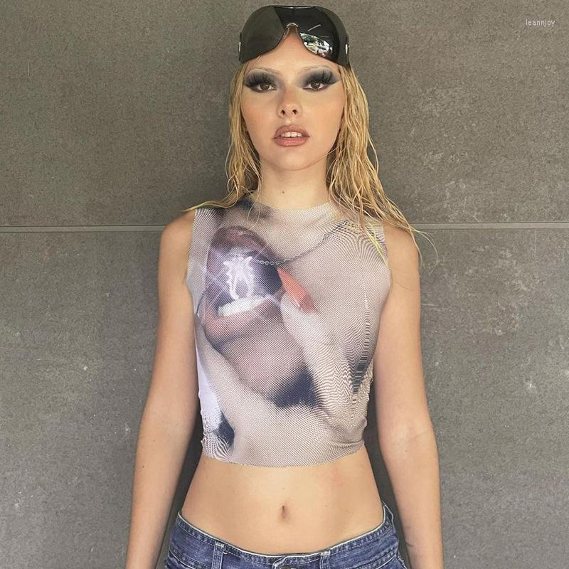 

Women' Tanks Summer Women Fashion Printing Crop Tops Female Trendy High Streetwear Sleeveless Tank Top Vests Sexy Print Clothing, Multi