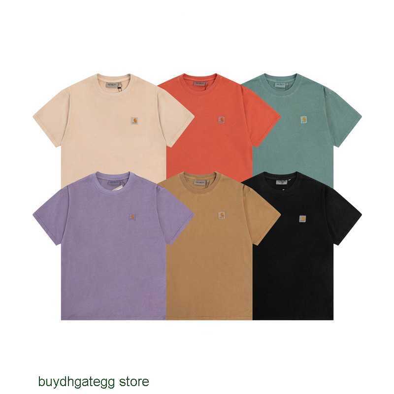 

Tfgn Fashion Men' and Women' T-shirt Tooling Brand Carhart New Early Spring Small Label Embroidery Wash Water Old Short Sleeve Street Underlay, Carbon ash