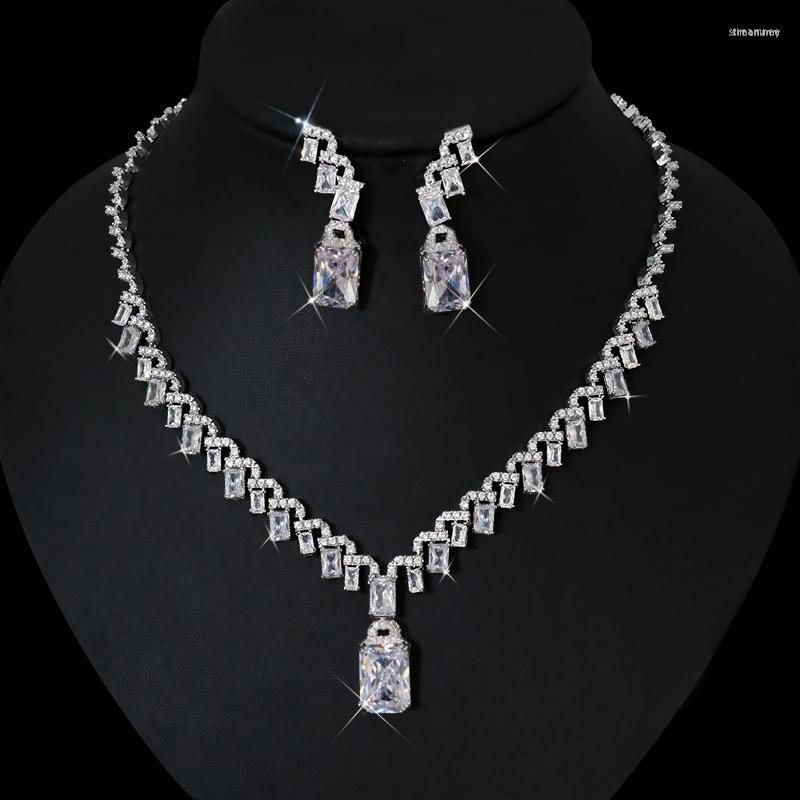 

Necklace Earrings Set Fashion Beautiful Cubic Zirconia Women Wedding Party Bride Bridal Dress Accessories Bijoux N-1240, Picture shown
