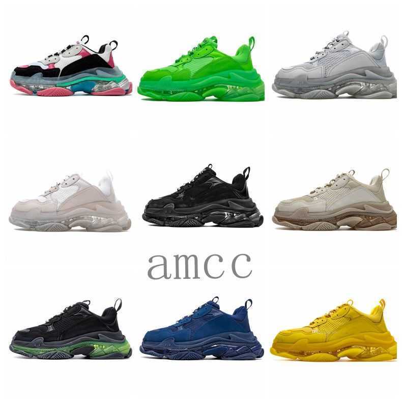 

Sneakers Shoes Casual Trainers Crystal Clear Sole Triple S Platform Sports Designer Paris 17Fw Fashion Vintage Old Dad Black White Size U5DV, 16