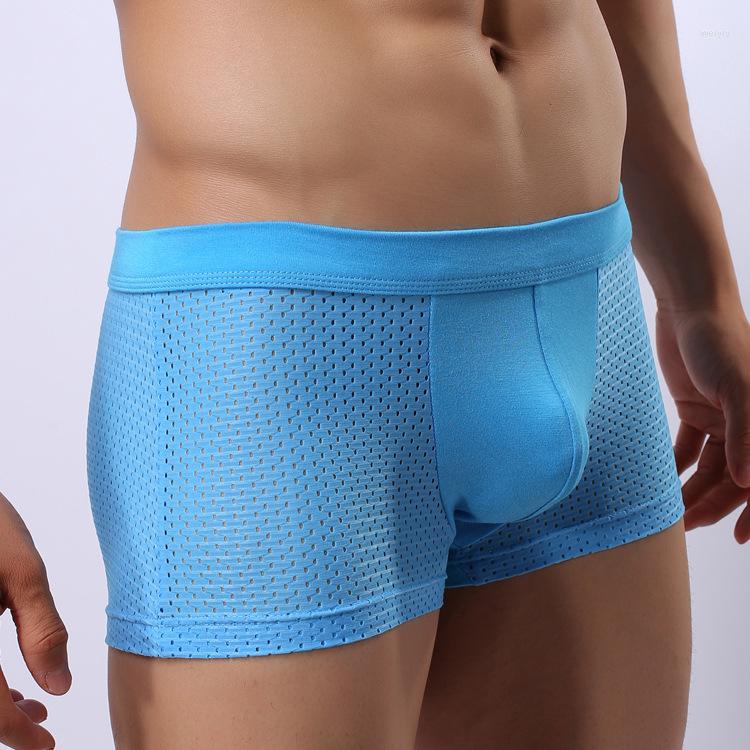 

Underpants Sexy Men Underwear Modal Mesh U Convex Pouch Boxers Shorts Man Solid Low Waist Breathable Cuecas Calzoncillos  M L, Red