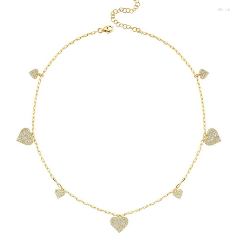 

Chains Fashion Gold Silver Color Mini Cz Paved Heart Charm Pendant Choker Short Necklace For Women Girl Party Wedding Jewelry GiftChains Gor