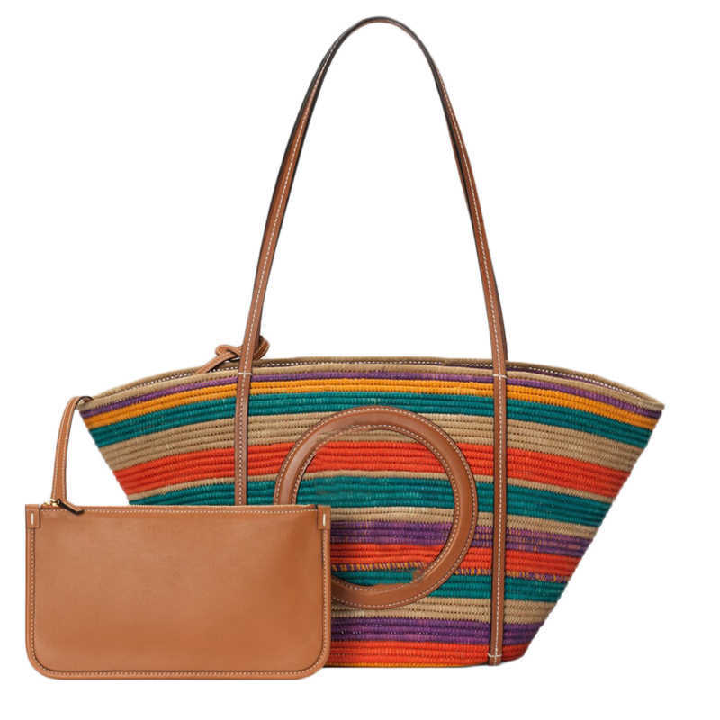 

7A Straw Bag Composite Bag Beach Bag Shoulder Bags Designer Tote Bags Luxury Woven Bag Flat Purse Iphone Bags Zipper Coin Pocket Pouch Wallets Presale, Multi-color