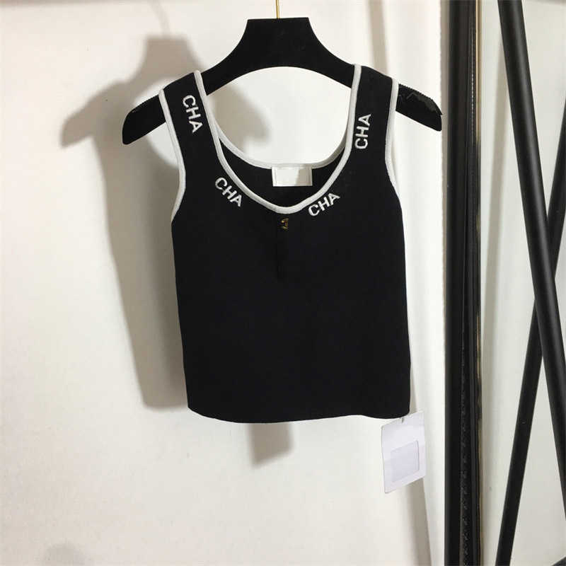 

Fashion Knitted Tank Top Womens Vest Lettering Embroidery Comfortable Fabric High Stretch Sleeveless Knit Vests Women Casual Clothing Outdoor Sports
