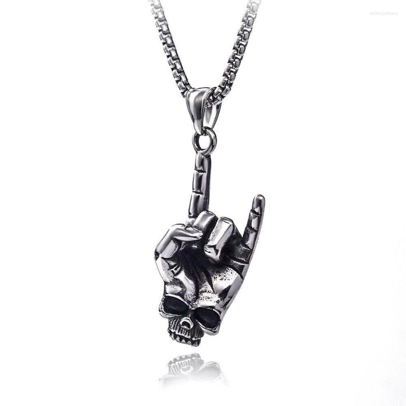 

Pendant Necklaces Vintage Mens Biker Satan Satanic Skull Necklace Stainless Steel