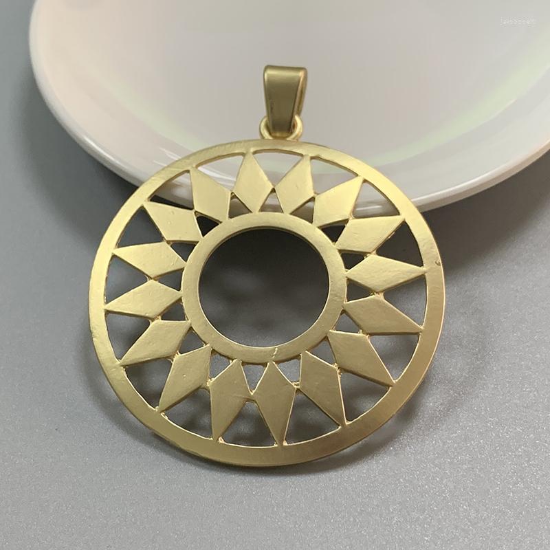 

Pendant Necklaces 1pc MaGold Color Boho Large Hollow Open Flower Round Charms Pendants For DIY Necklace Jewelry Making Findings Accessories