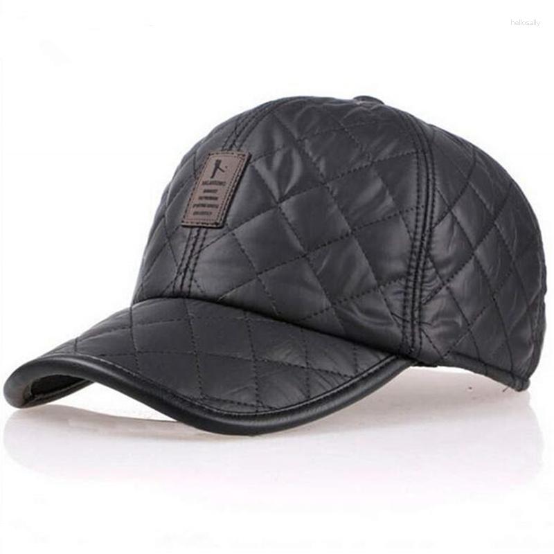 

Ball Caps High Quality Baseball Cap Men Autumn Winter Fashion Waterproof Fabric Hats Thick Warm Earmuffs 4 Colors, Black