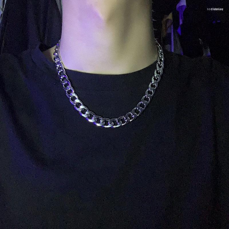 

Chains Hip Hop Stainless Steel Thick Cubana Chain Necklace For Women Men On The Neck Fashion Boys Jewelry Gift Accessories Silver Color