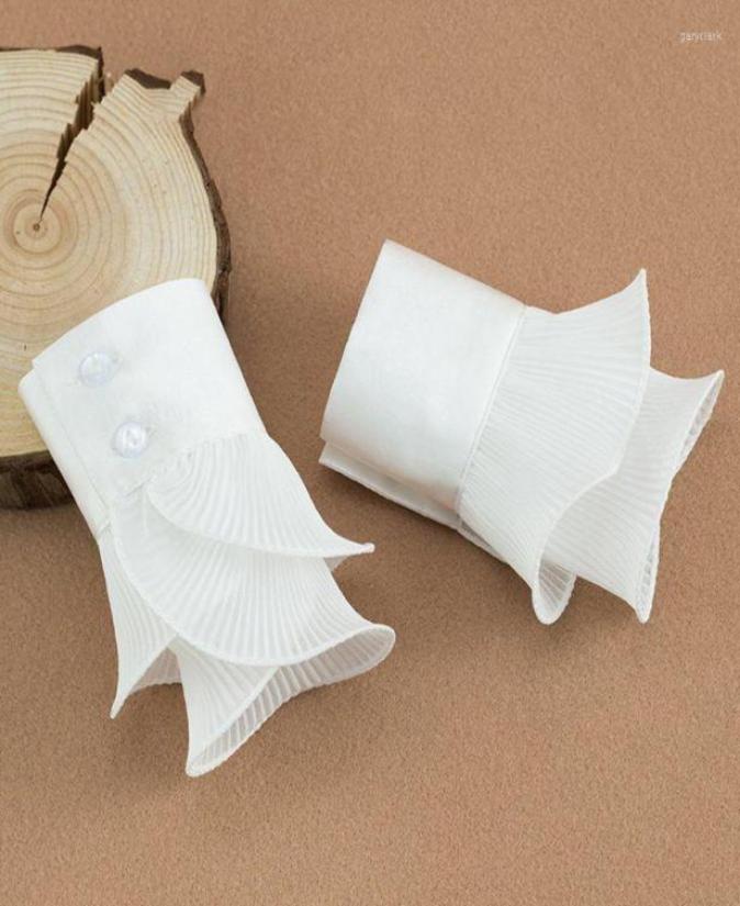 

Detachable Shirt Pleated Flare Sleeve False Cuffs Solid Color Layered Wristband Decorative Women Clothing Accessory Neck Ties9069193