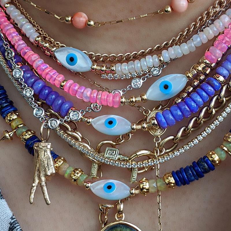 

Choker Special Design Vintage Glamour Eye Pendant Micro-inlaid Zircon Necklace Collar Daily Jewelry Pure Natural Gem Stone Beaded 2023