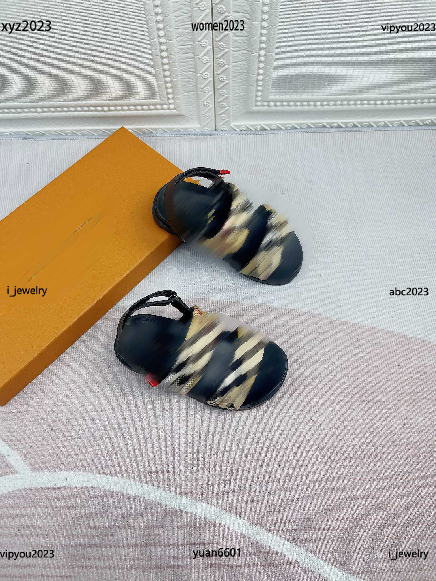 

kids sandals high quality Girl Slippers Multicolor stripe Child Casual shoes Box Packaging Children's Size 26-35 #Multiple product, #1
