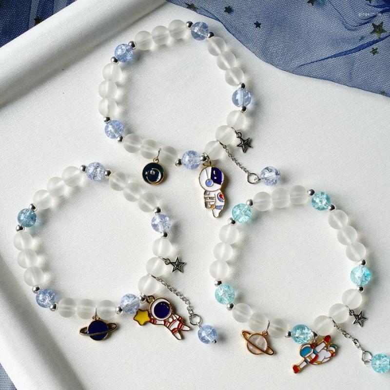 

Bangle Astronaut Star Elastic Frosted Beads Design Buckle Lucky Bracelets Women Jewelry