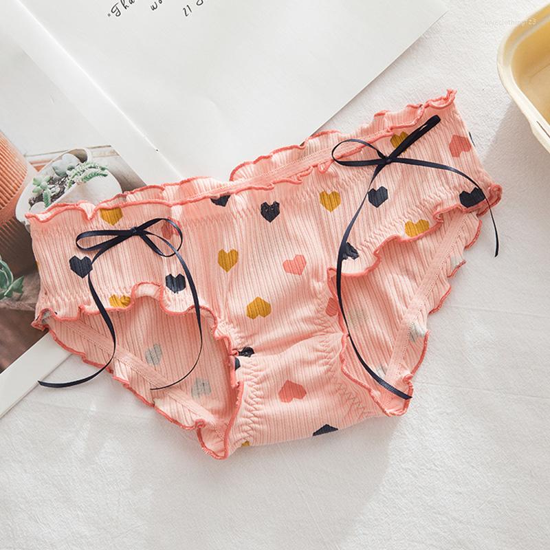 

Women's Panties Women Cotton Love Heart Mid Waist Underwear Girls Briefs Printing Underpants Female Sexy Lingerie