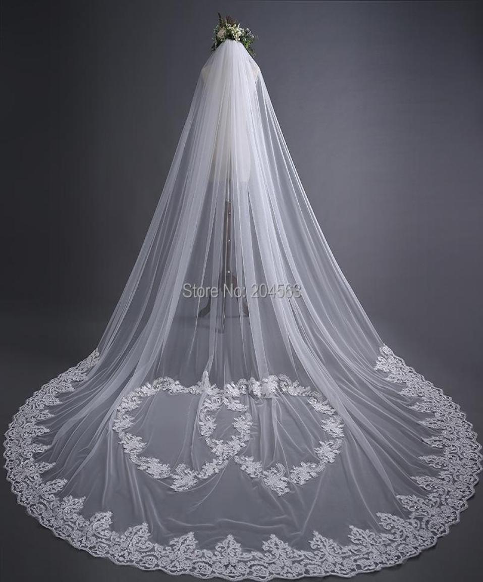 

Bridal Veils Stunning OneLayer Tulle Long Wedding Lace With Comb QY6192461, Ivory