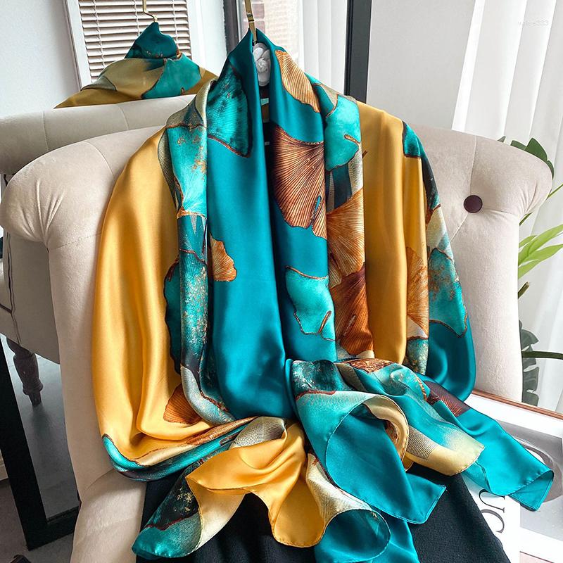 

Scarves Women Silk Winter Scarf Luxury Design Print Lady Beach Shawl Fashion Smooth Foulard Female Hijab