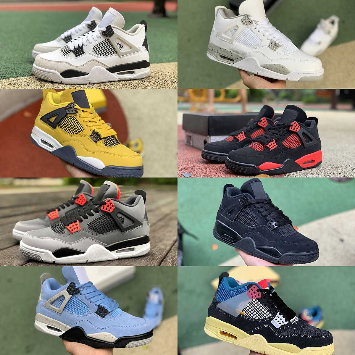 

Basketball Shoes Trainer Sneakers Military Black University Blue Noir Cement Cat White Infrared Lightning 4S Casual Retroes Jumpman 4, J4023