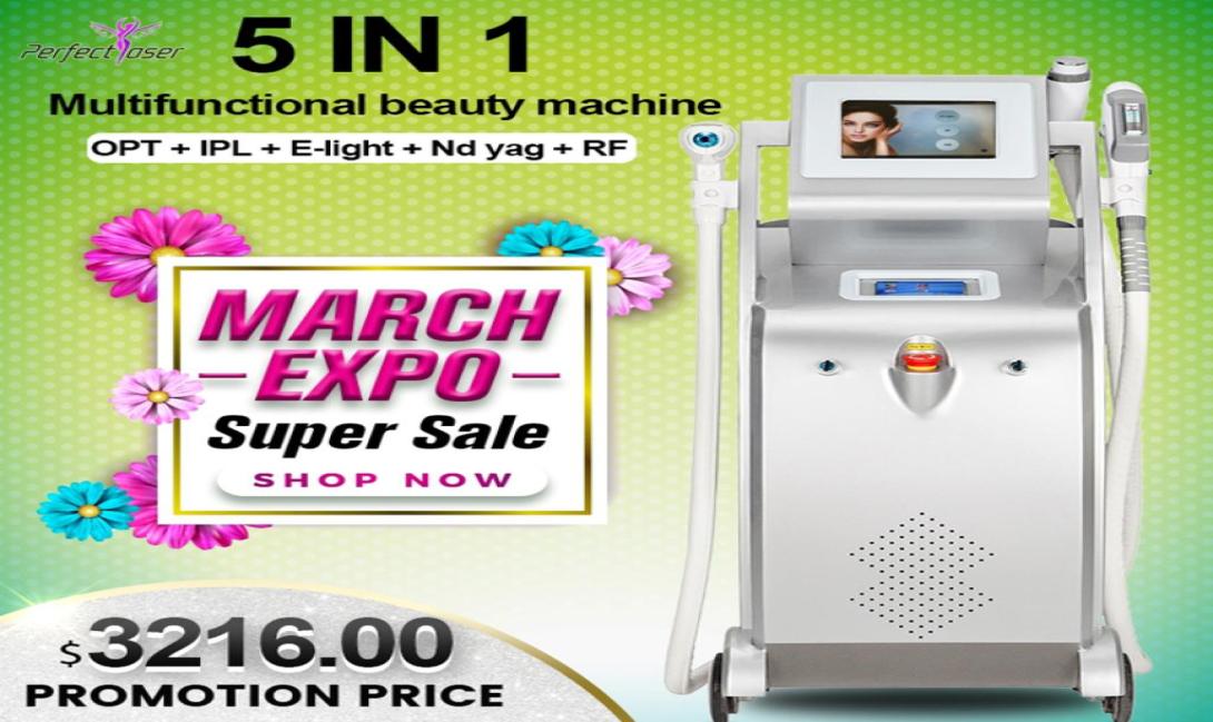 

5 in 1 Multifunction OPT IPL Laser Hair Removal ND YAG Laser Tattoo Removal Beauty laser Machine7609151