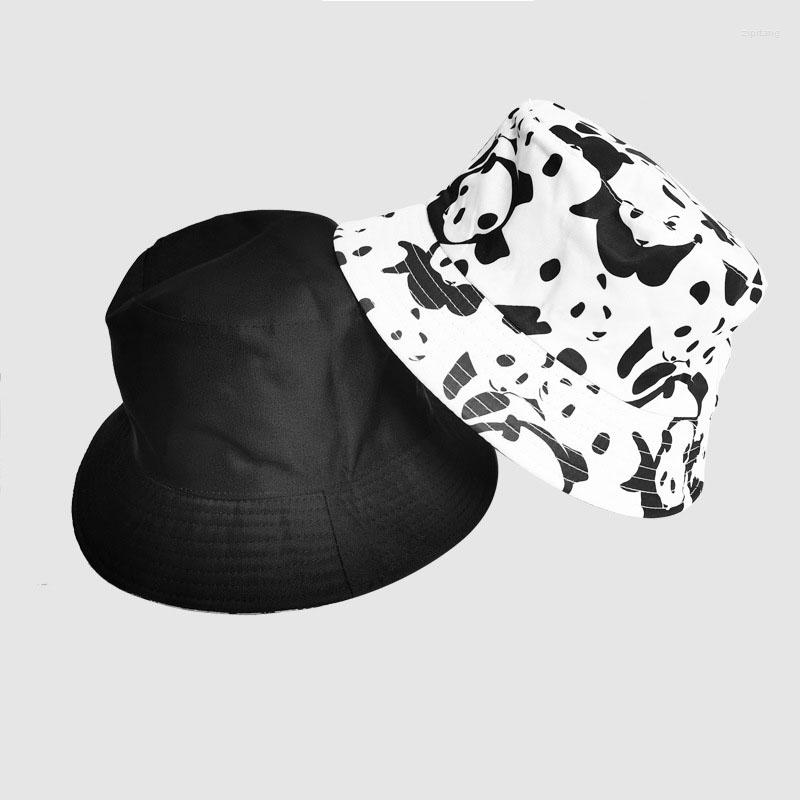 

Berets Cute Animal Panda Print Bucket Hat Girl Boy Double-sided Fashion Fisherman Cap Outdoor Sport Sun Hats Cartoon Casual Panama Caps