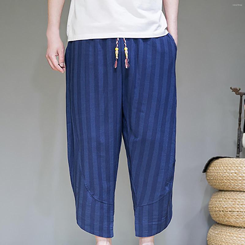 

Men's Shorts Summer Gym Workout Drawstring Straight Cotton Seven Point Pants Male Breathable Home Pantalones Corto, Black