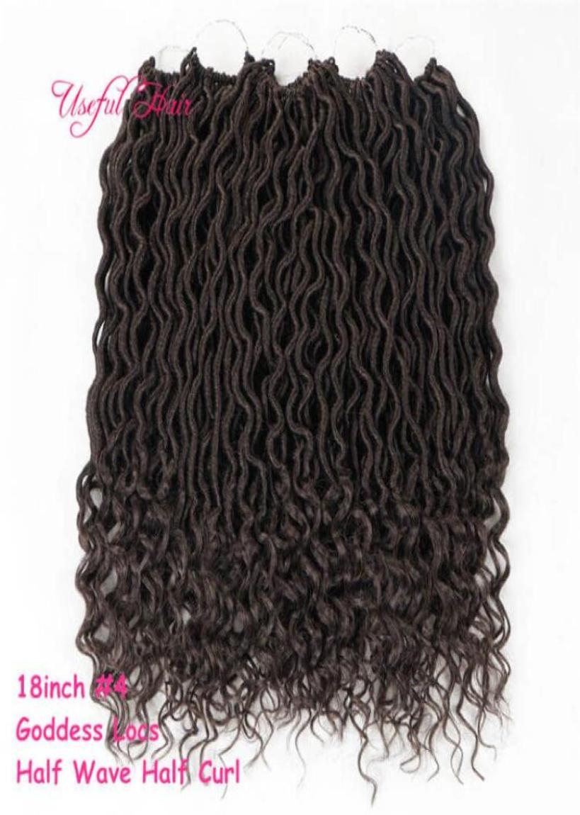 

18 inch Synthetic braiding Crochet Hair goddess locs Faux Locks Curly Crocheted Braids Synthetic Hari Extensions For Black Women m2159807