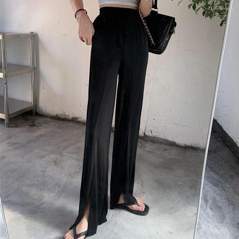 

Women's Pants Alien Kitty Black Summer High Waist Slim-Fit Solid 2023 Casual Street Office Lady Chic OL Full Length Trousers
