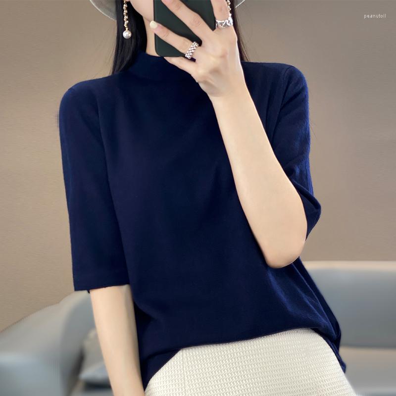 

Women's Sweaters Autumn Women's Pullover Cashmere Knitted Sweater Chic Tops Spring Fine Wool Thin Jumper Casual O-Neck Short Sleeve, Black