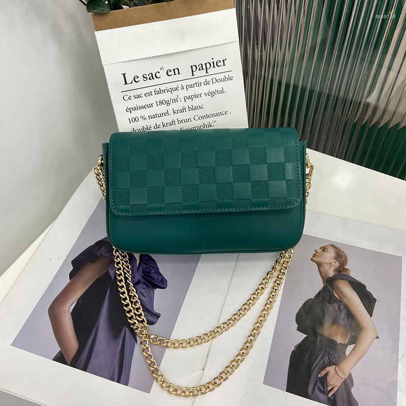 

Evening Bags 2023 Women's Bag Commuting All-match Shoulder Niche Design Senior Checkerboard Leather Fashion Messenger, Milkshake white