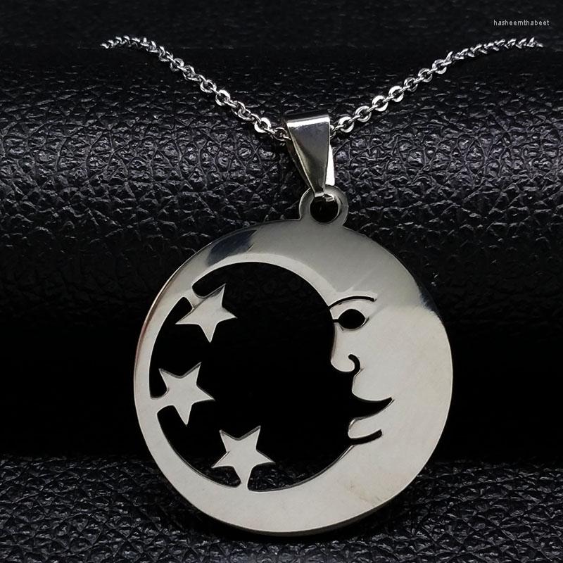 

Pendant Necklaces 2023 Fashion Moon Stars Stainless Steel Pendants For Women Silver Color Jewellery Colgante N1124S07