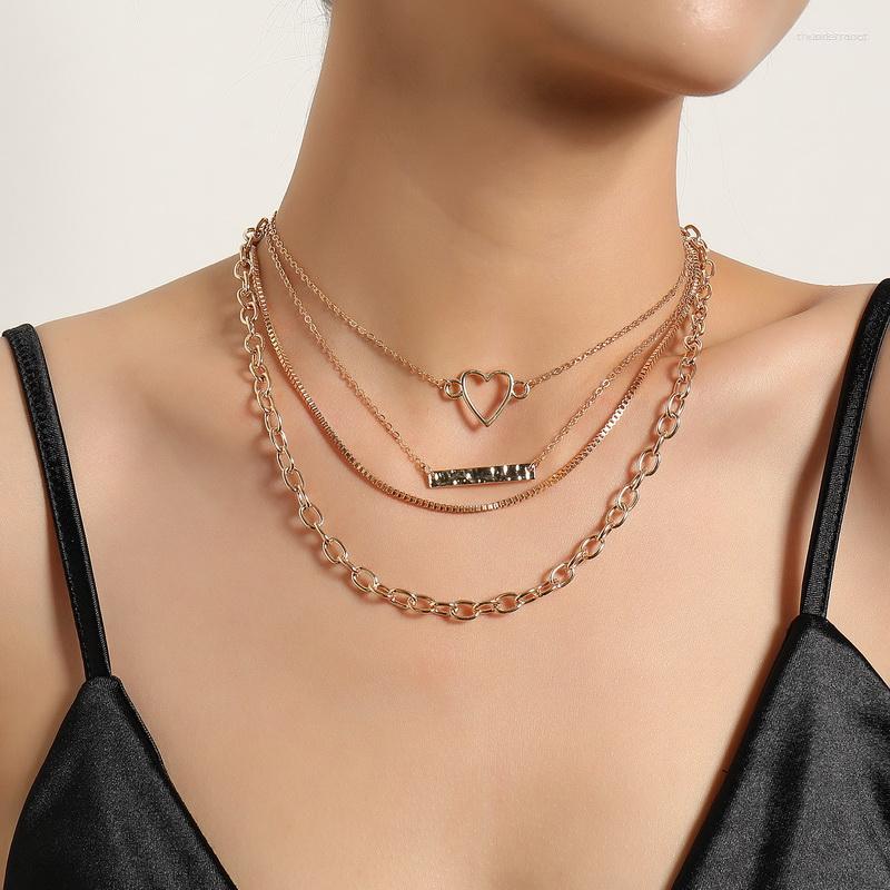 

Chains Punk Hiphop Style Multilayer Thick Necklace For Women Vintage Heart Choker Geometric Clavicle Fashion Jewelry