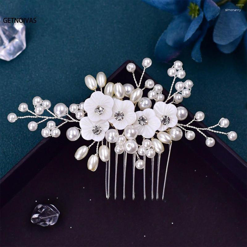

Hair Clips Wedding Accessories Flower Combs For Women Fashion Crystal Bride Headdress Hairpin Pearl Girls Jewelry