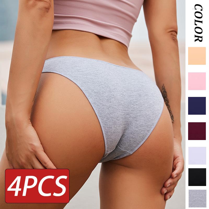 

Women's Panties 4PCS/Set Women's Cotton Briefs Sexy Low Waist Female Underpants Elasticity Comfortable Underwear Lingerie M, Set 5