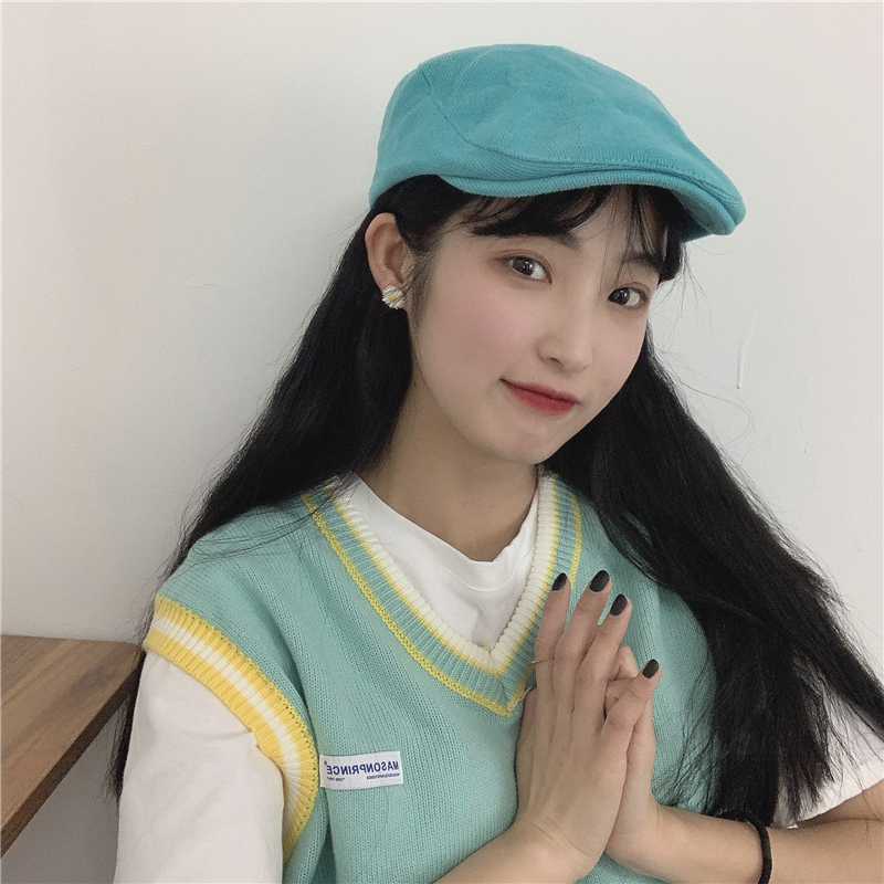 

Japanese Vantage Berets Ins Popular Corduroy Forward Hat for Men Summer Wild Sunshade Peaked Cap Casual Retro Women's Hats