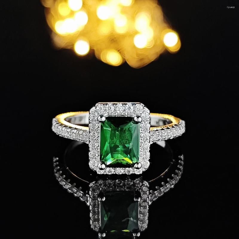 

Wedding Rings 2023 Square Green Ring Fashion Zircon Engagement R1997