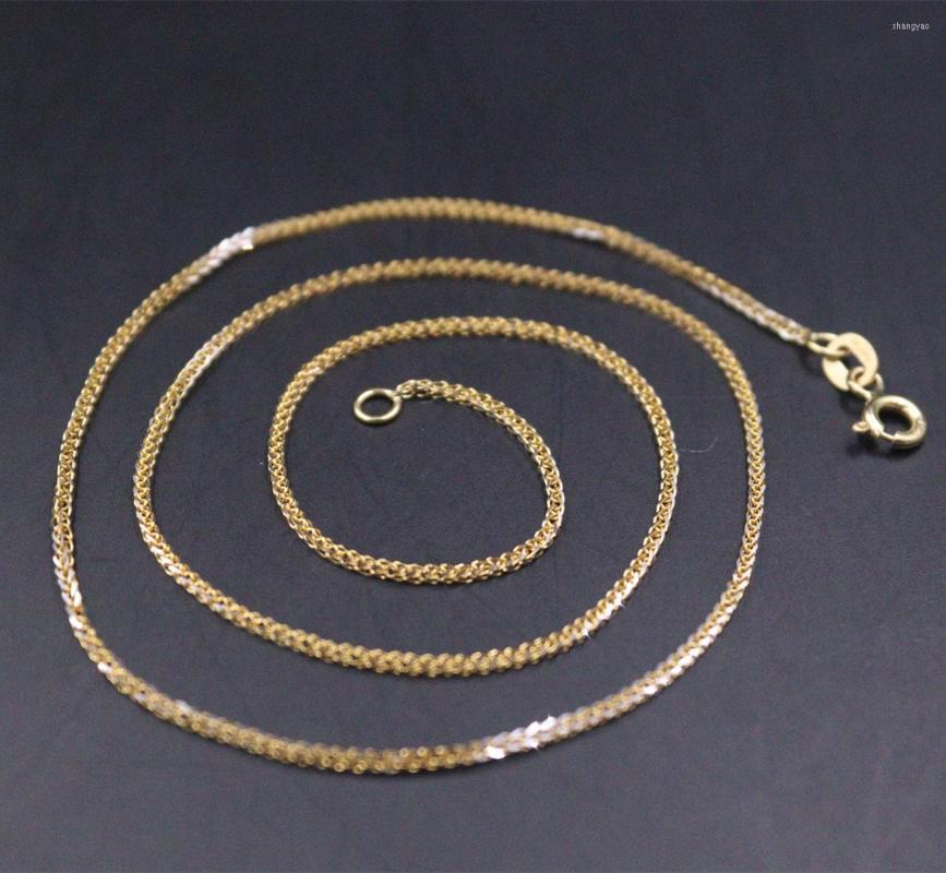 

Chains Real Au750 Pure 18K Yellow Gold Chain Women Luck Wheat Link Necklace 2.4g 16inch