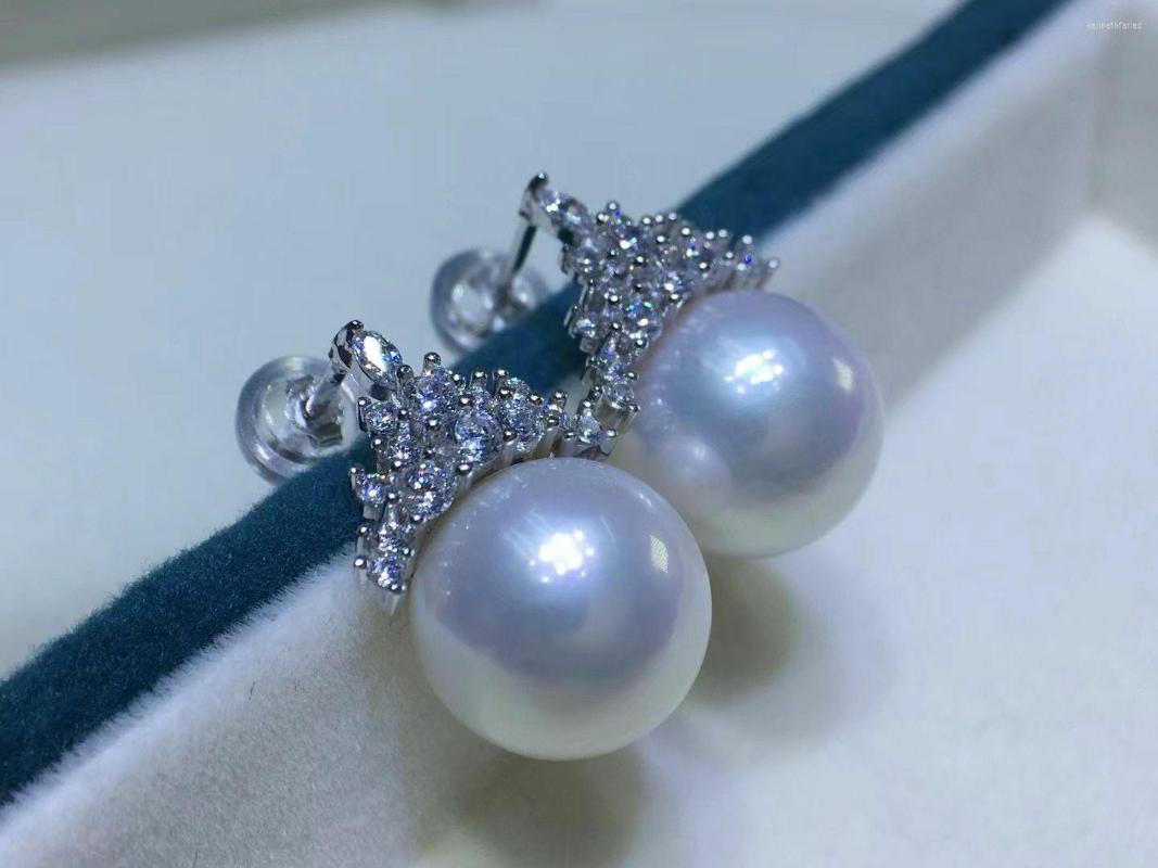 

Dangle Earrings Gorgeous 11-12mm South Sea Round White Pearl Earring 925s