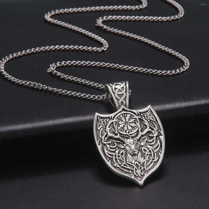 

Pendant Necklaces Fishhook Viking Deer Animal Knotwork Necklace Stag Spirit Vegvisir Symbol Amulet Chain Supernatural Gift For Man Women