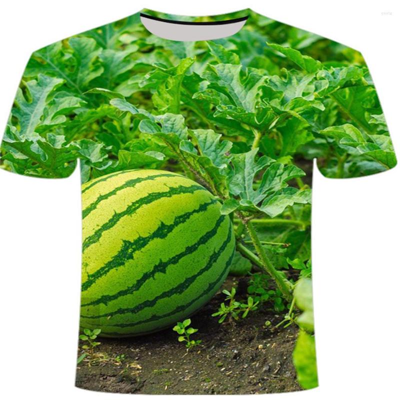 

Men's T Shirts Summer Fashion Short Sleeve Men Green Watermelon Print Shirt Streetwear Hip Hop Clothing
