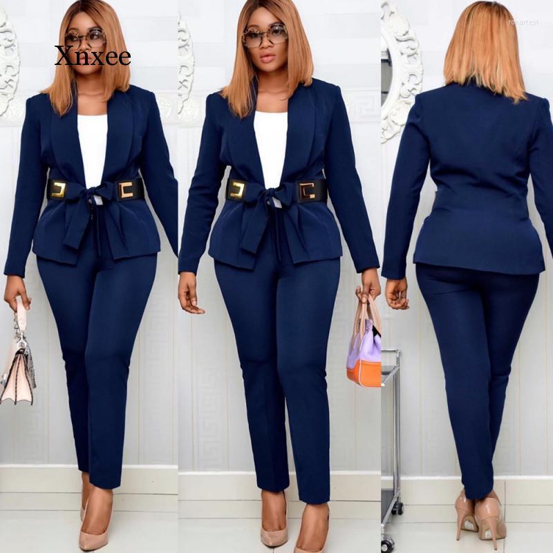 

Women's Pants Casual 2 Piece Set Africa Clothes African Fashion Suit Top And Trousers Super Elastic Party For Lady Outfits Cloth, Blue