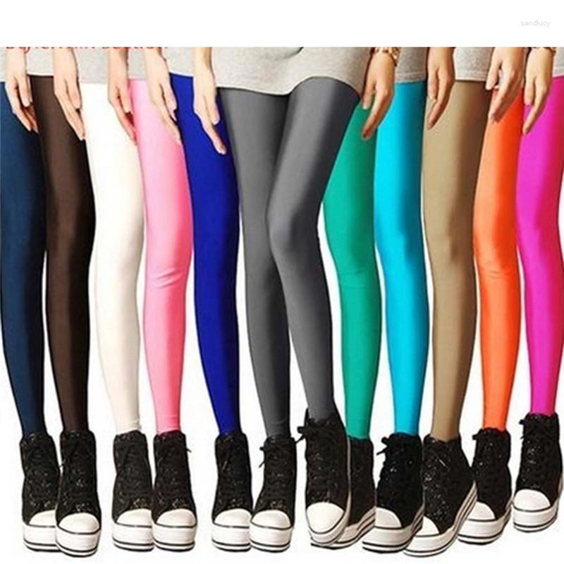 

Women's Leggings 2023 Spring Solid Candy Neon For Women High Stretched Female Legging Pants Girl Clothing Leggins Plug Size, Rose red