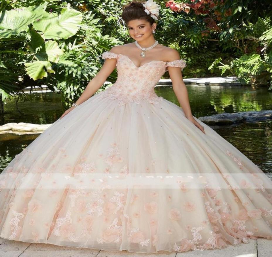 

New Design Beaded Flowers Ball Gown Quinceanera Dresses Luxury Appliques Debutante Dress for Vestido de 15 anos1821784, Black