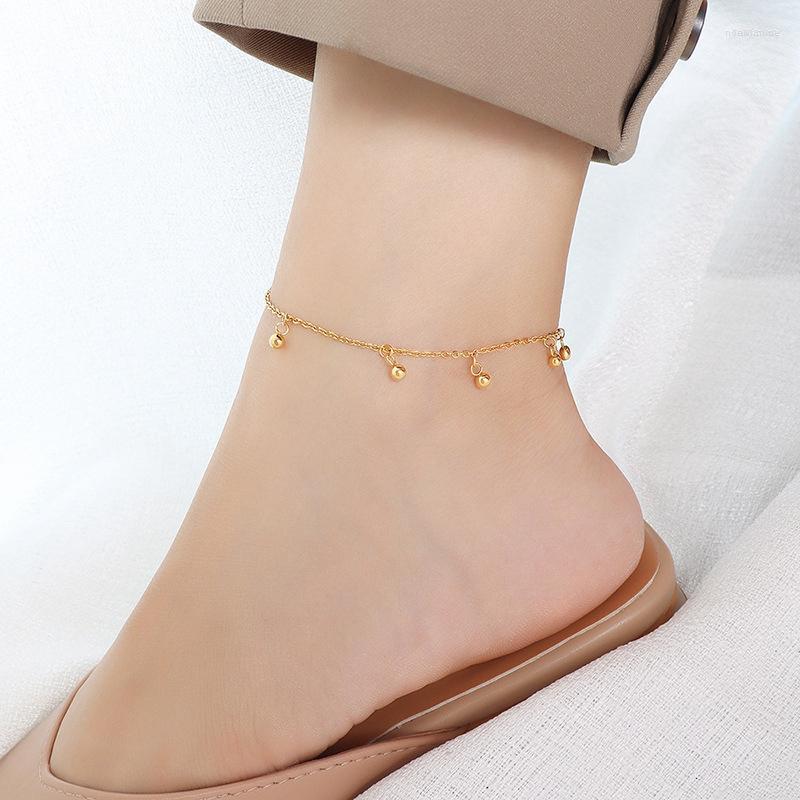 

Anklets Simple Female Barefoot Sandals Titanium Steel Little Ball On Foot Ankle For Women Girl Leg Chain Jewelry Gifts