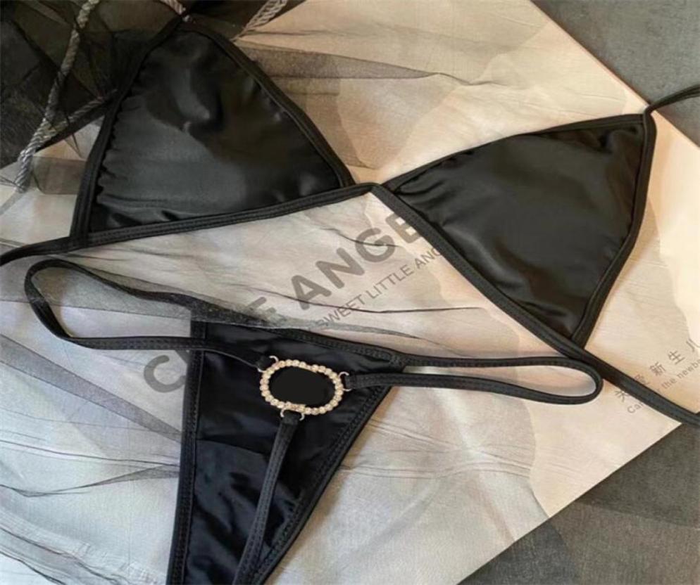 

Personality Rhinestone Women Bikinis Fashion Letter Sexy Thong Swimsuit Summer Holiday Creative Designer Swimwear5907169