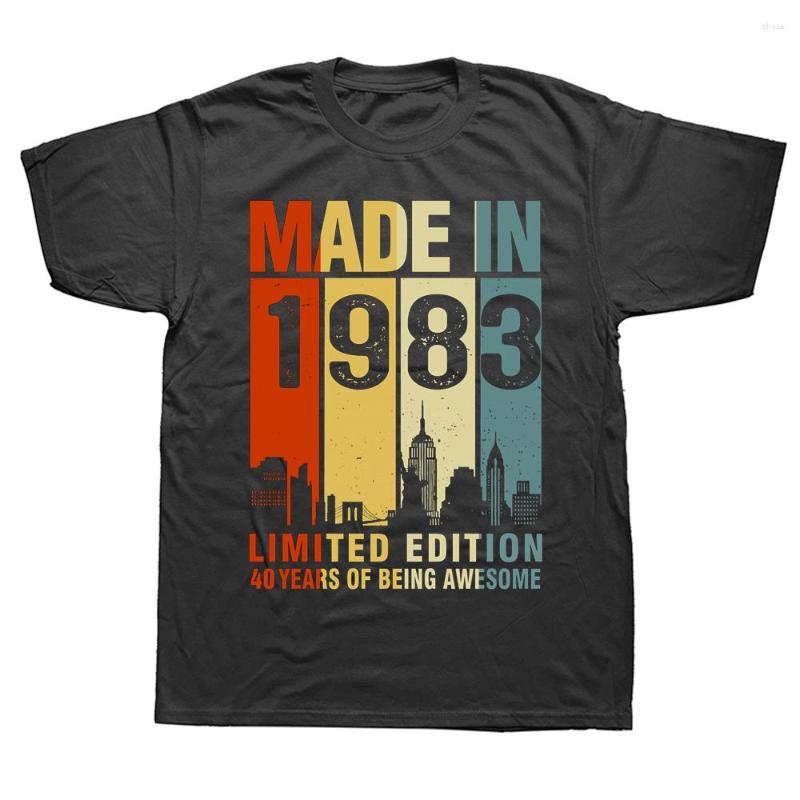 

Men's T Shirts Novelty Made In 1983 Limited Edition 40 Years Of Being Awesome Short Sleeve Birthday Gifts Summer Style T-shirt, Black