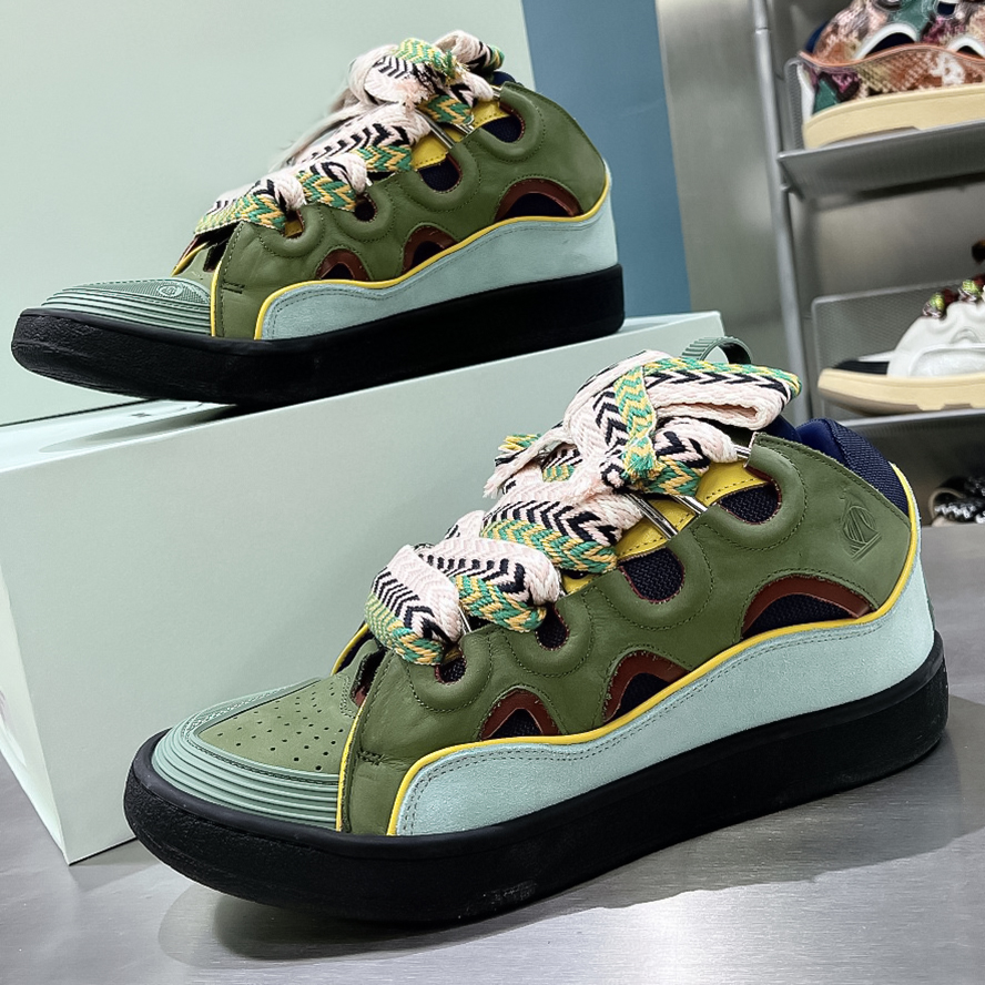 Bread Vintage abrasive leather couple Luxury designer color match casual sports skateboard Womens Mens shoes Sizes 35 46 +box